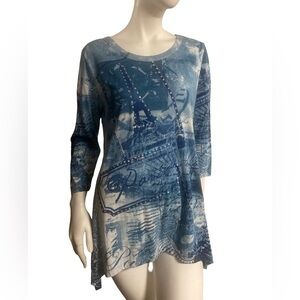 Take Two Clothing Blue Paris Graphic Top